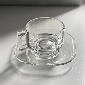 Vintage Glass Espresso Cup & Saucer Set