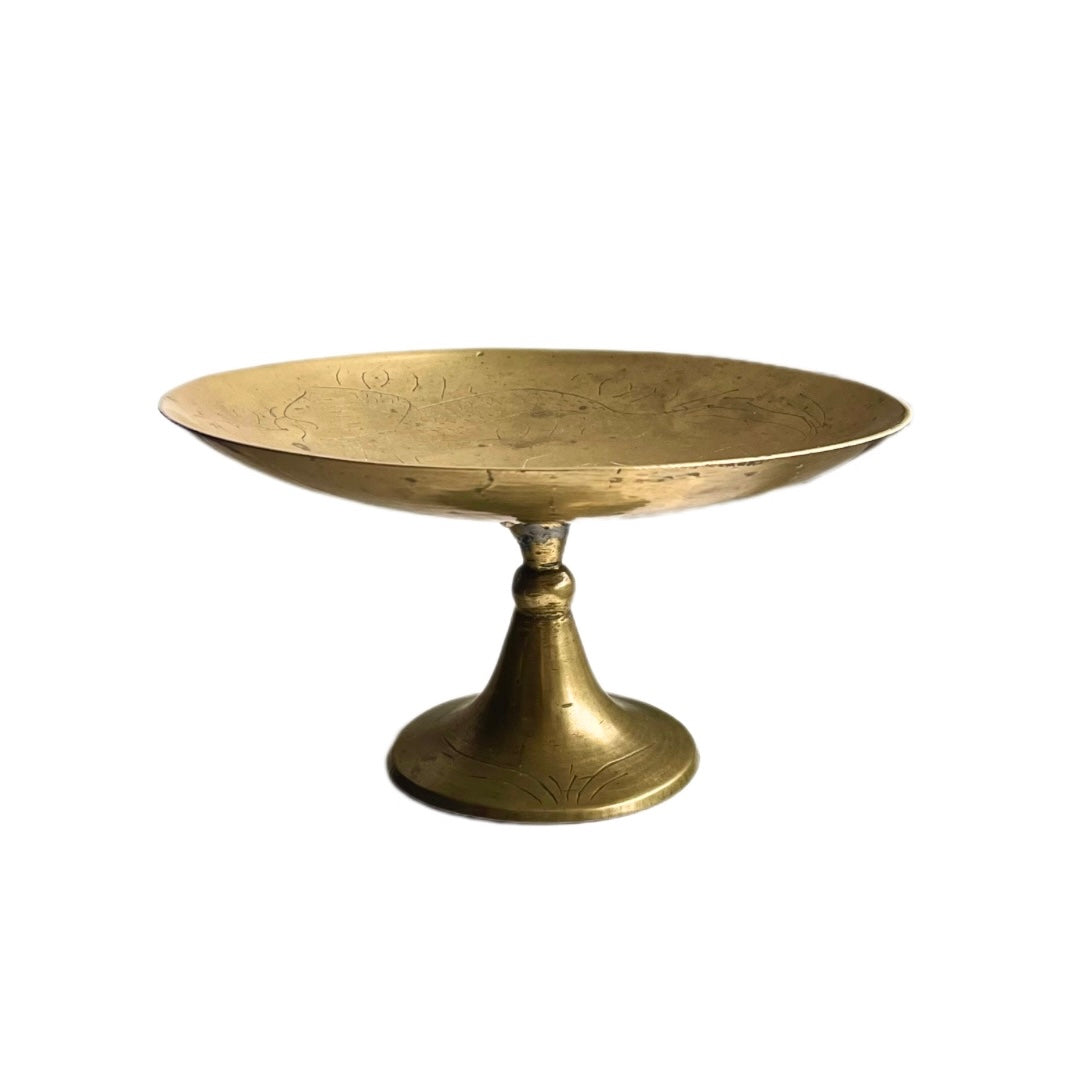 Vintage Brass Raised Dish with Etched details – Reign London