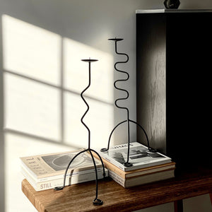 Vintage Pair of Abstract Candleholders